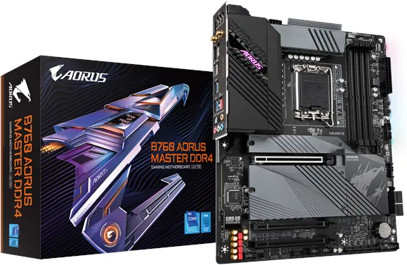 GIGABYTE B760 AORUS MASTER DDR4 Bundkort - Intel B760 - Intel LGA1700 socket - DDR4 RAM - ATX